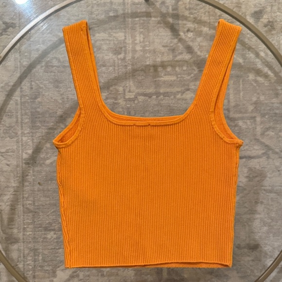 Abercrombie & Fitch Melon Orange Ribbed Sweater Crop Top - Picture 3 of 3